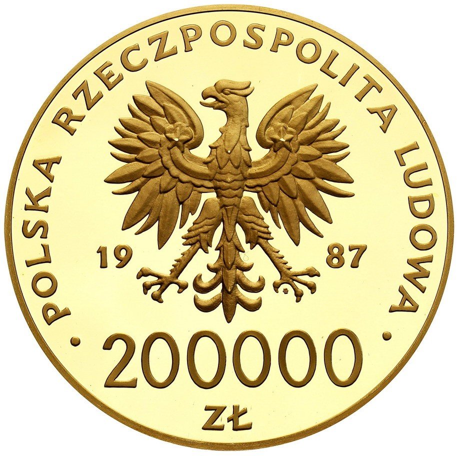 Polska po 1945. Jan Paweł II Papież 200 000 złotych 1987, PRÓBA – 12 uncji Au